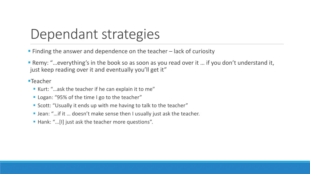 dependant strategies
