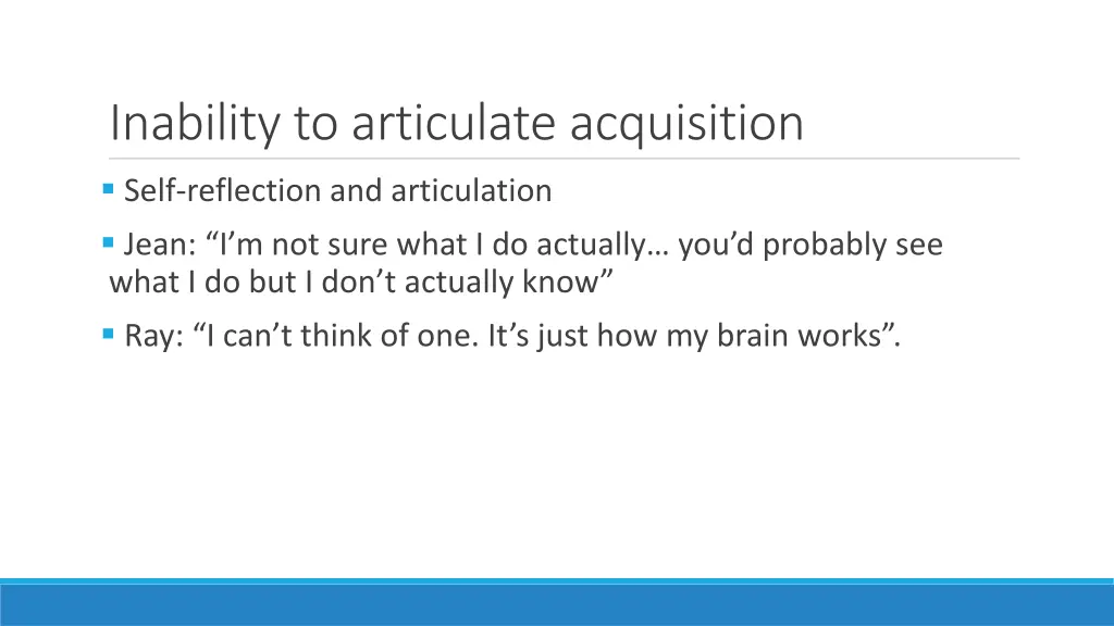 inability to articulate acquisition self