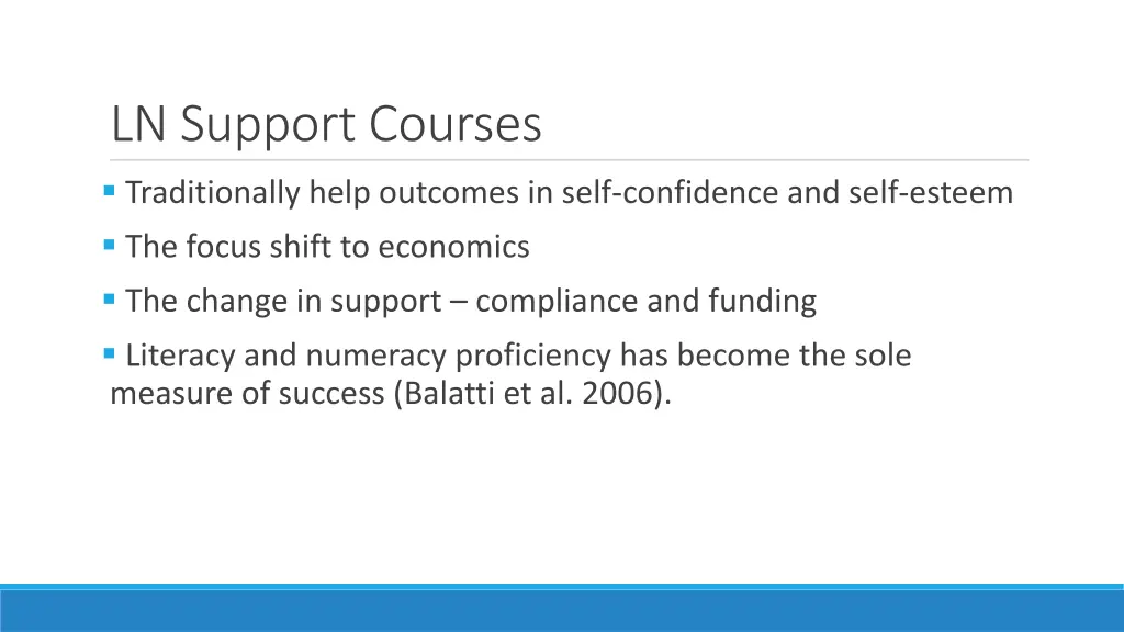 ln support courses traditionally help outcomes