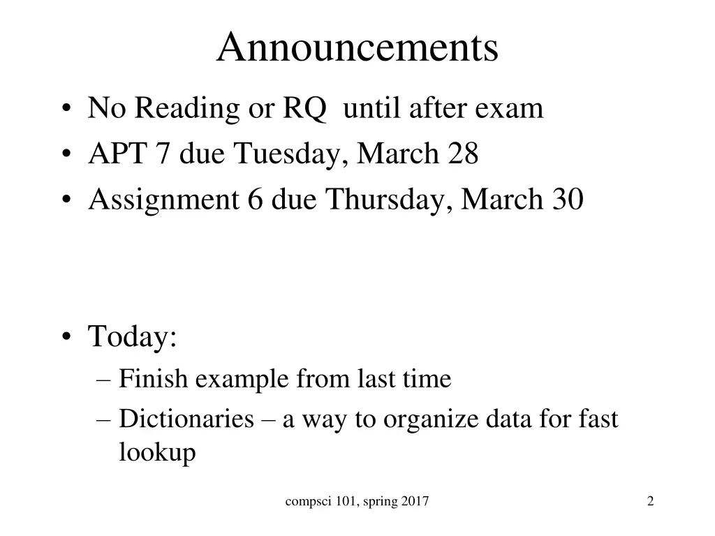 announcements