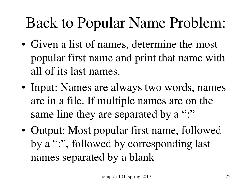 back to popular name problem