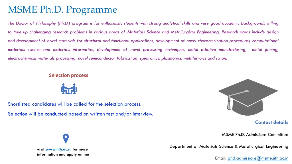 msme ph d programme
