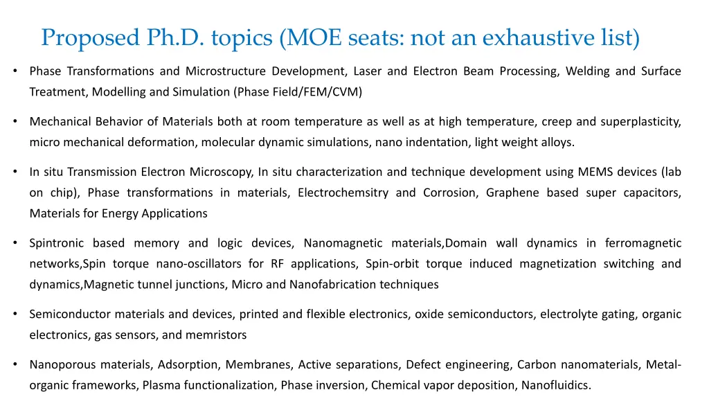 proposed ph d topics moe seats not an exhaustive 1