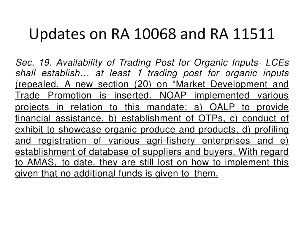 updates on ra 10068 and ra 11511 5