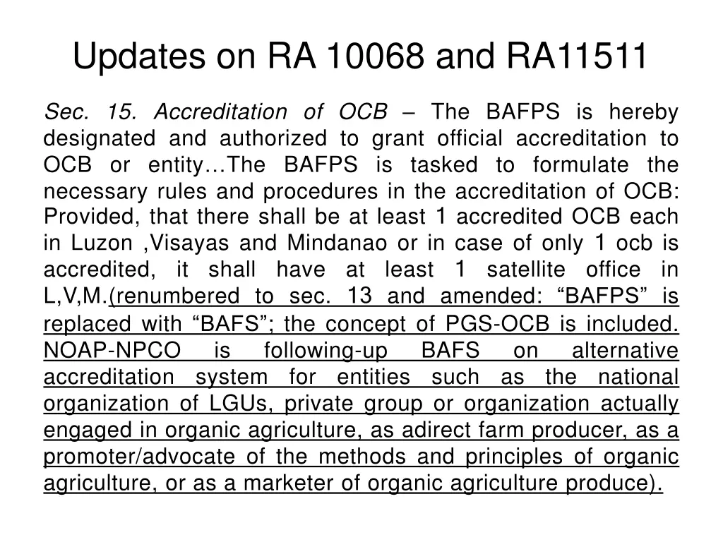 updates on ra 10068 and ra11511 3