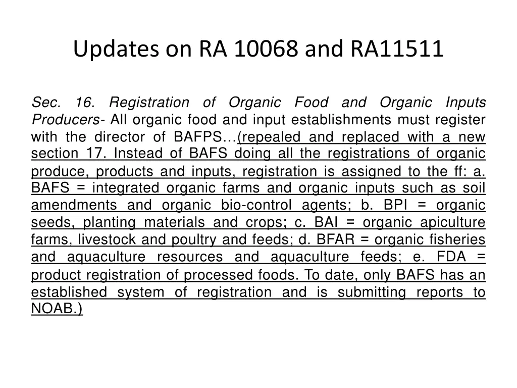 updates on ra 10068 and ra11511 4
