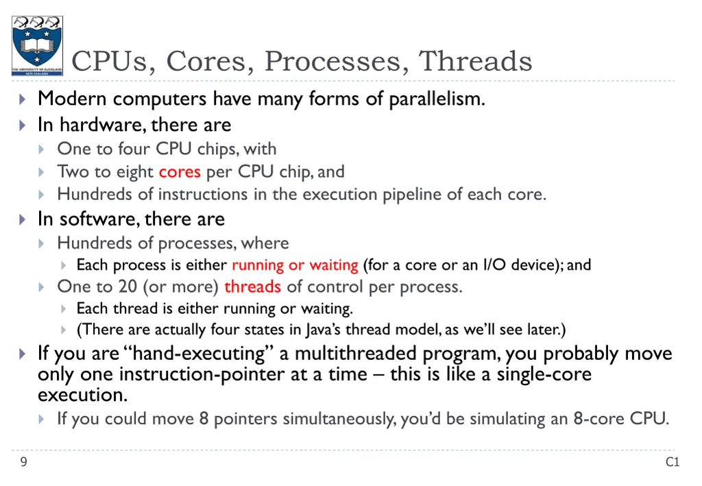 cpus cores processes threads modern computers