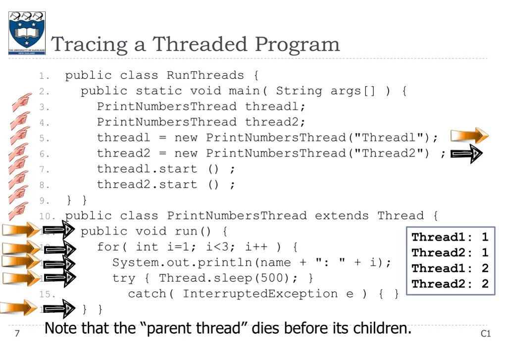 tracing a threaded program