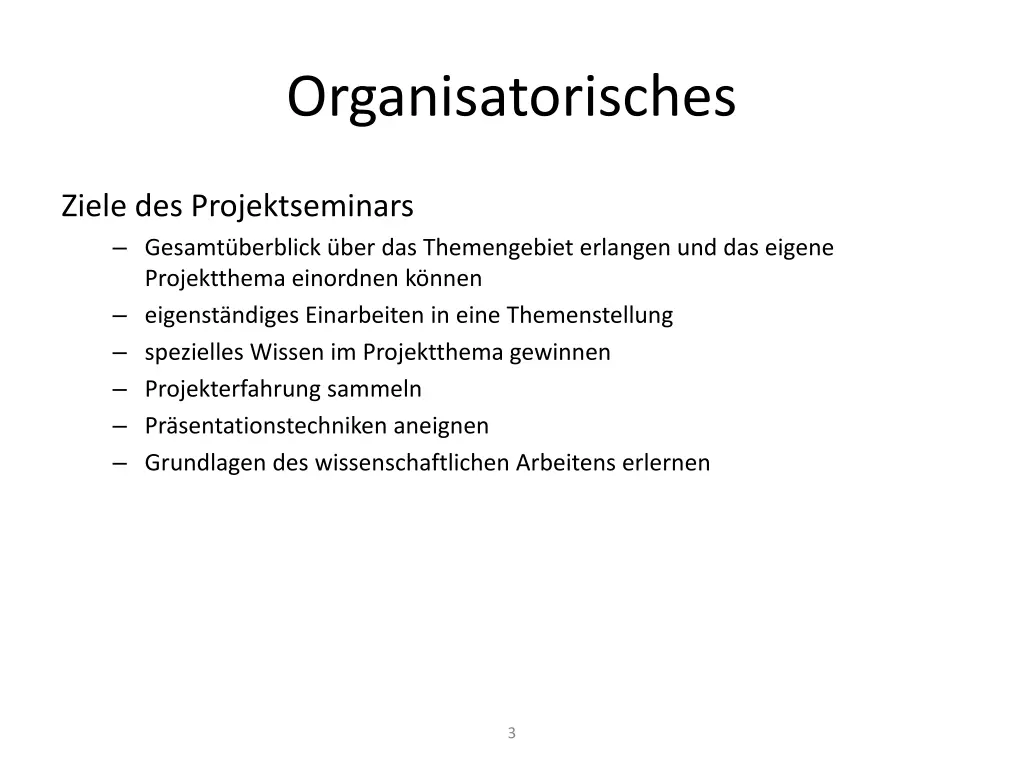 organisatorisches 1