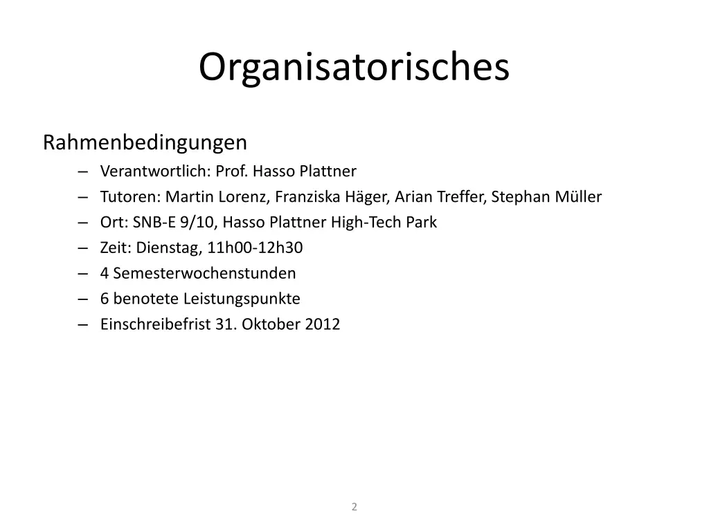 organisatorisches