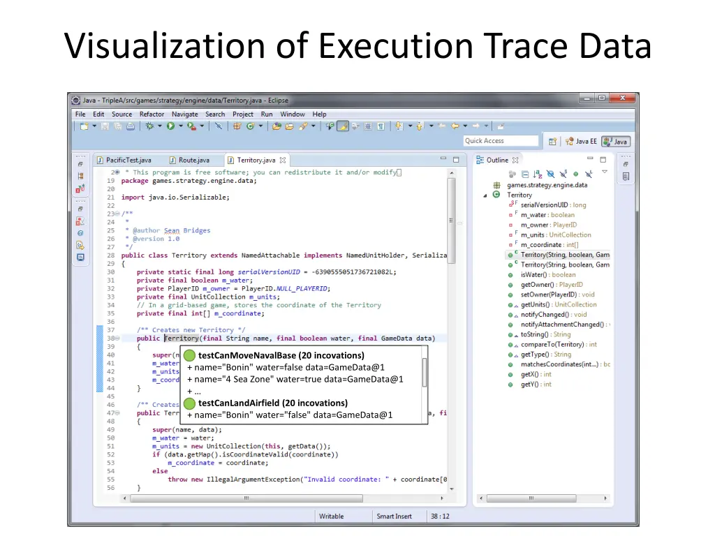 visualization of execution trace data