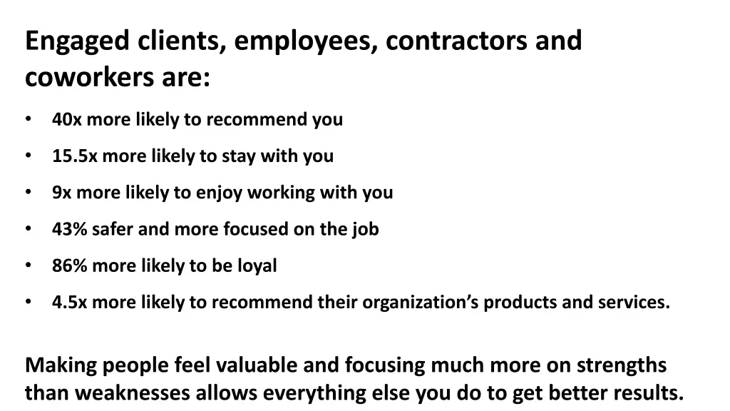 engaged clients employees contractors