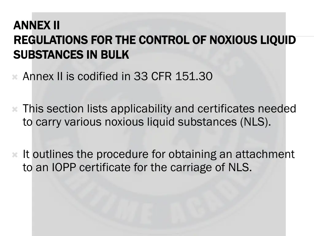 annex ii annex ii regulations for the control