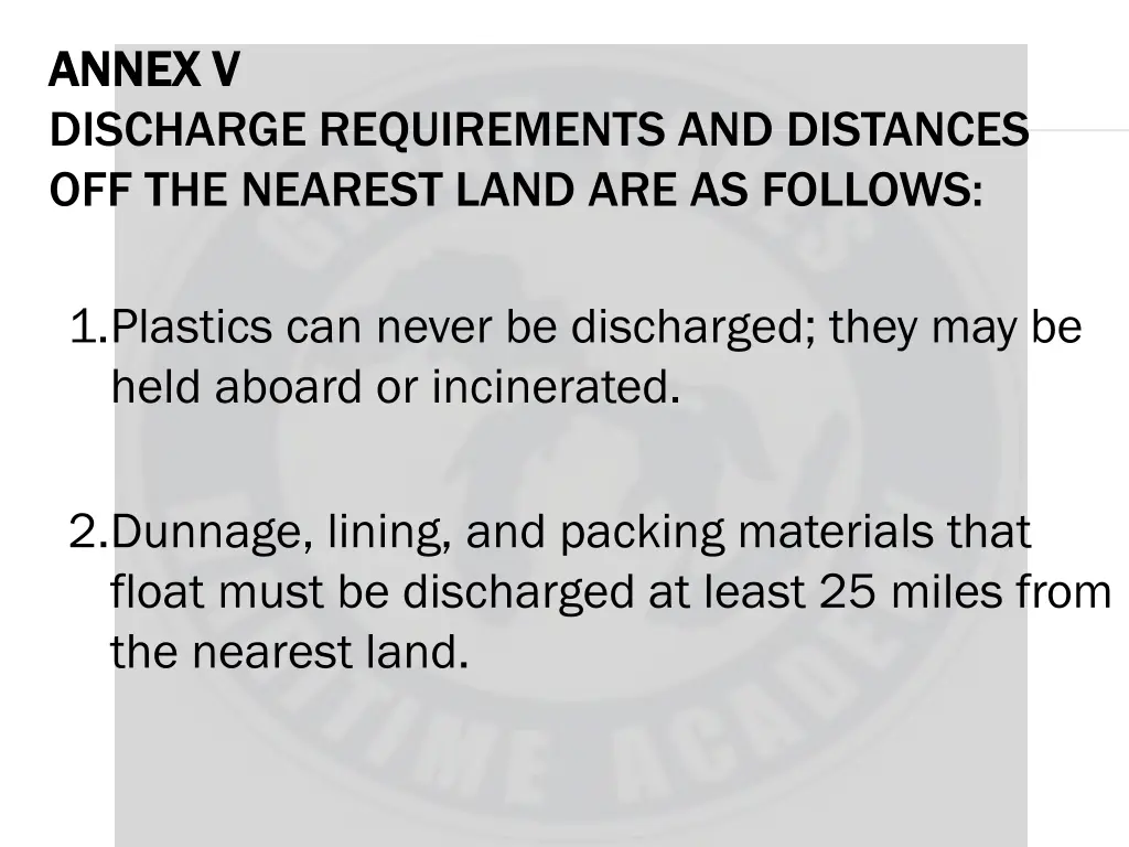 annex v annex v discharge requirements