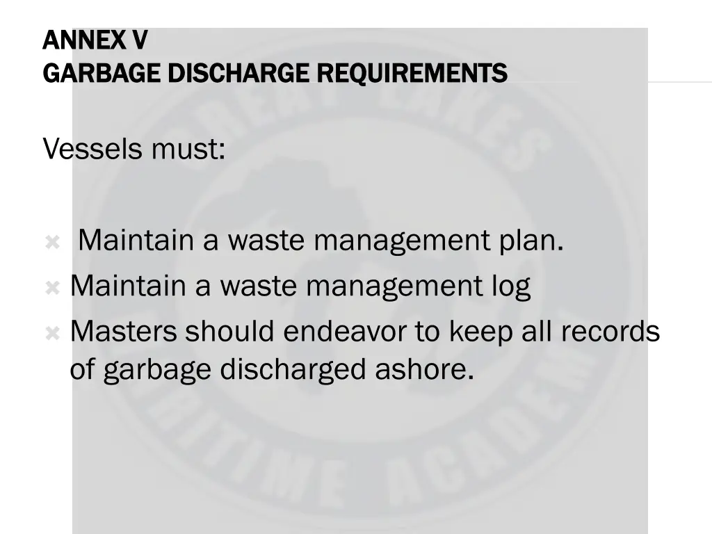 annex v annex v garbage discharge requirements 2