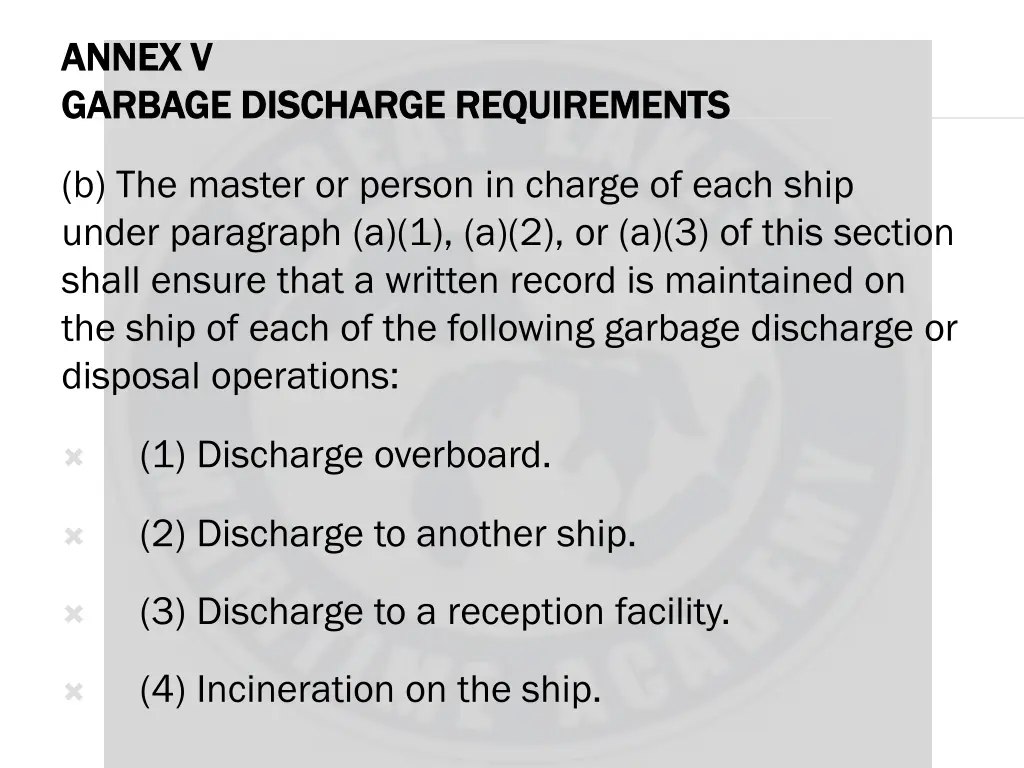 annex v annex v garbage discharge requirements 5