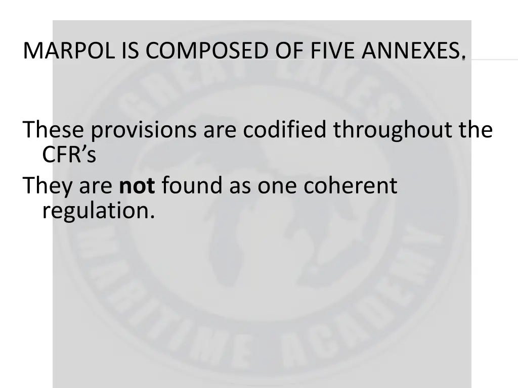 marpol is composed of five annexes