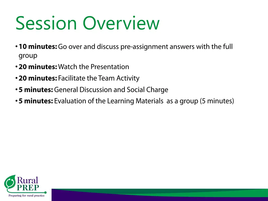 session overview