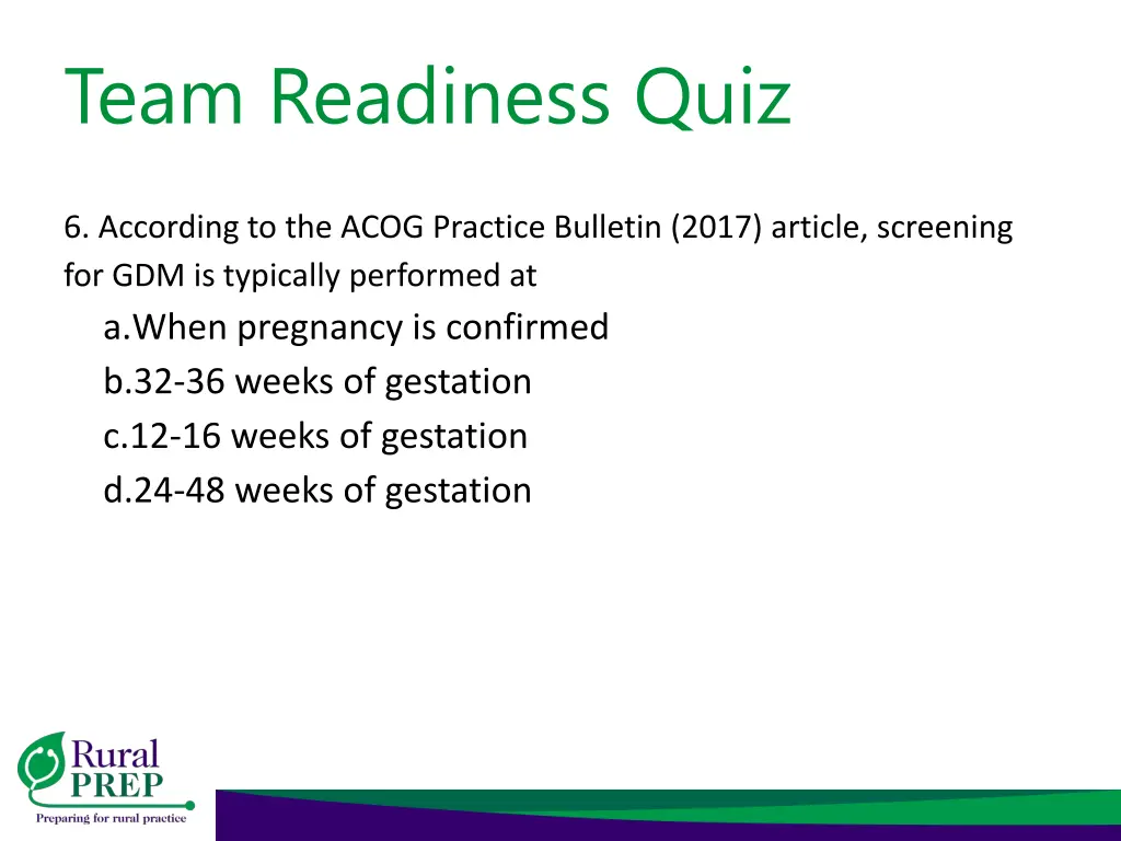 team readiness quiz 11