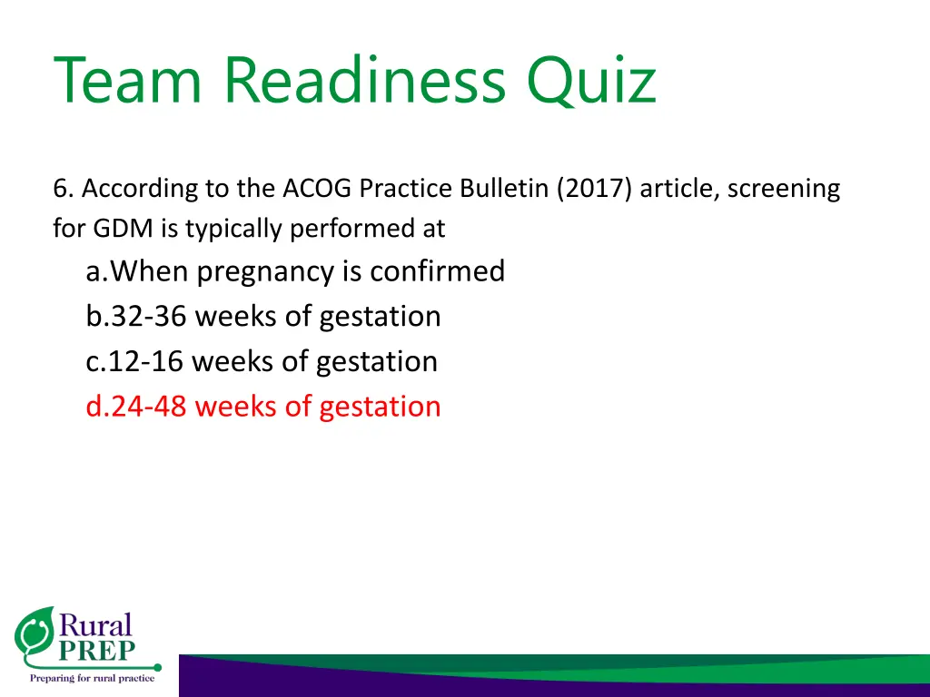 team readiness quiz 12