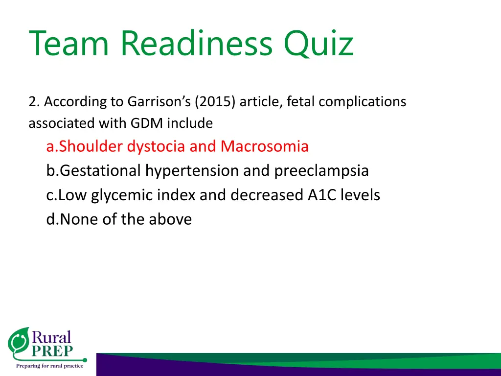 team readiness quiz 4