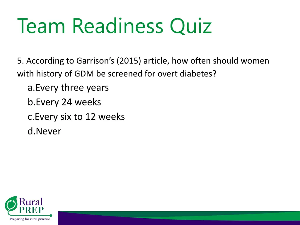 team readiness quiz 9