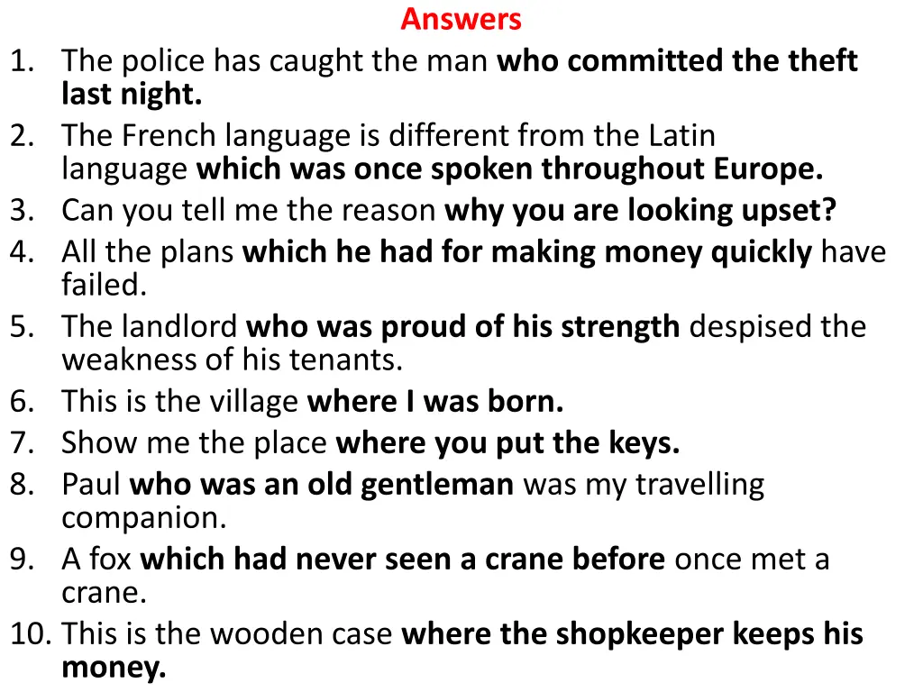 answers