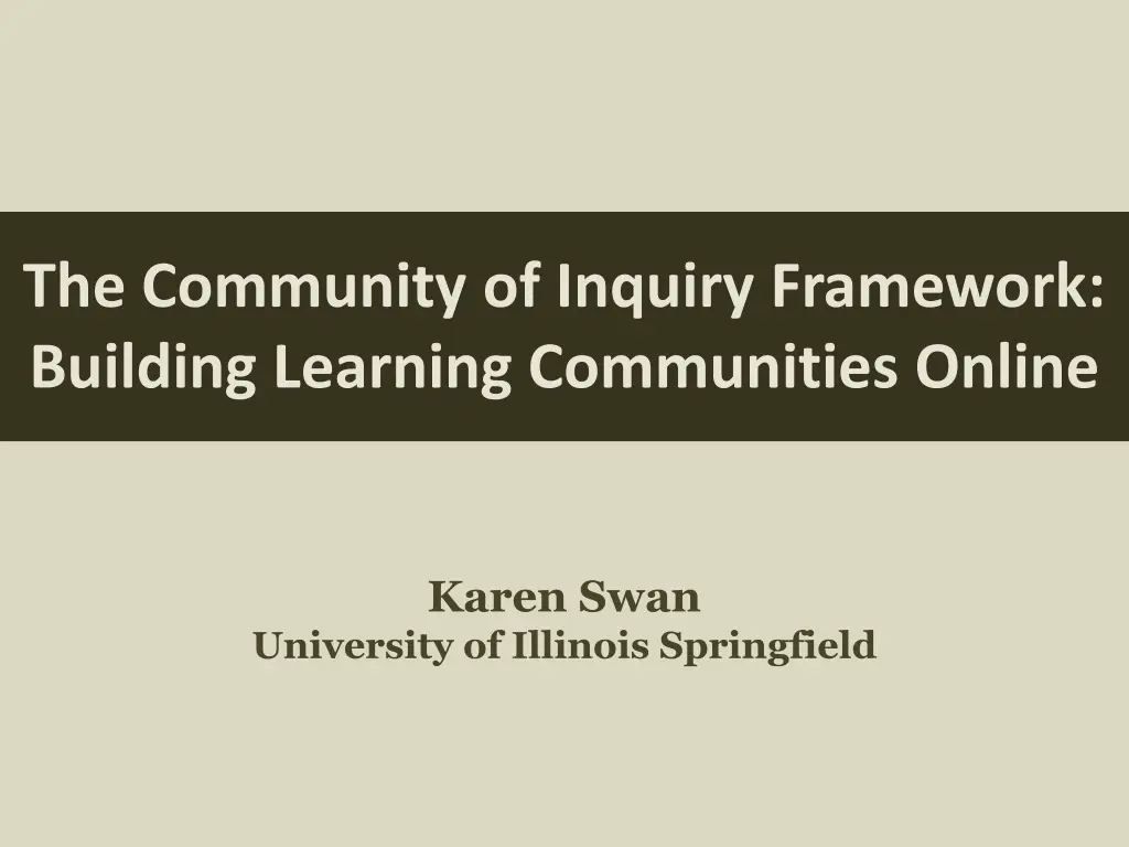the community of inquiry framework building