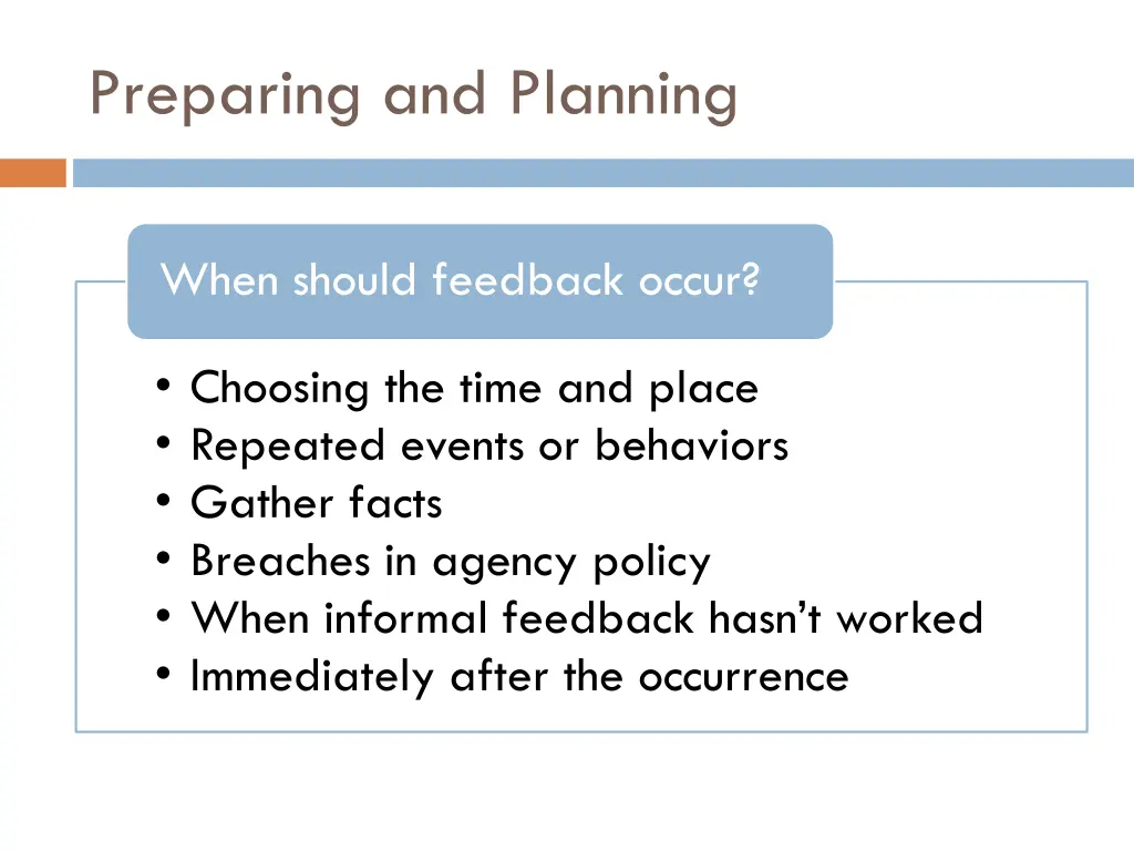 preparing and planning