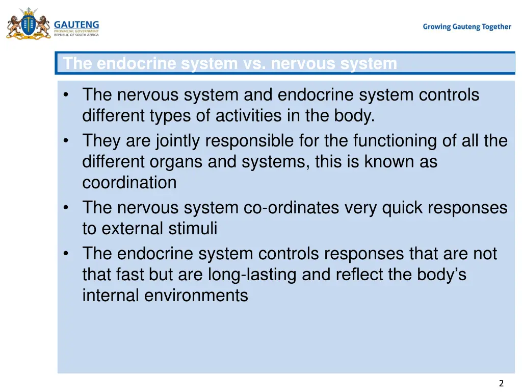 the endocrine system vs nervous system