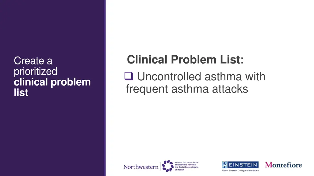 clinical problem list uncontrolled asthma with