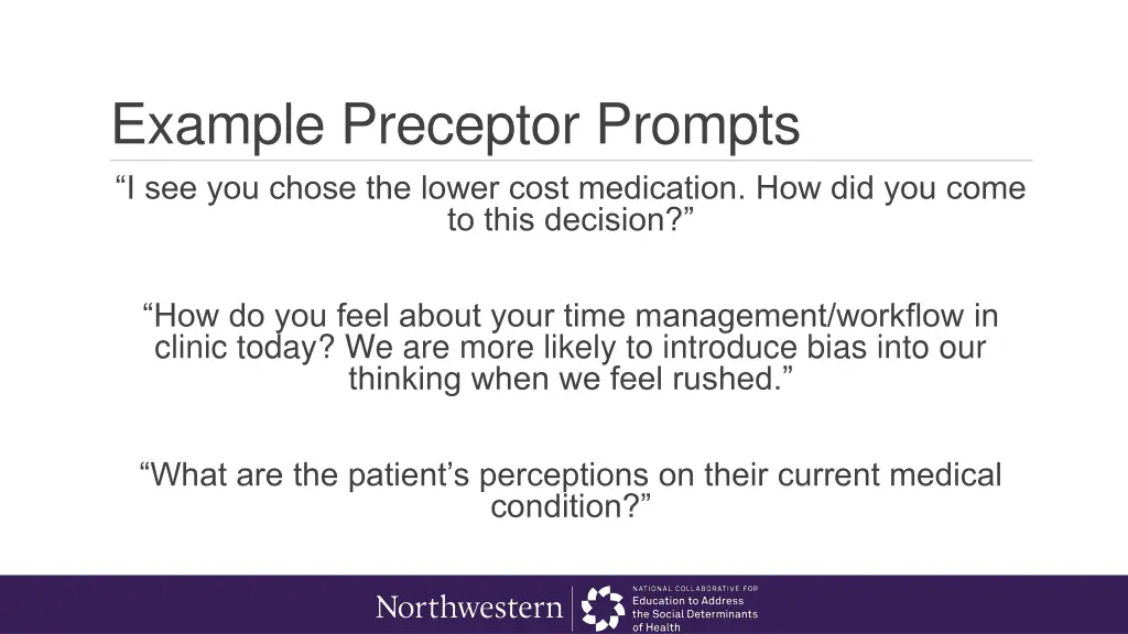 example preceptor prompts i see you chose