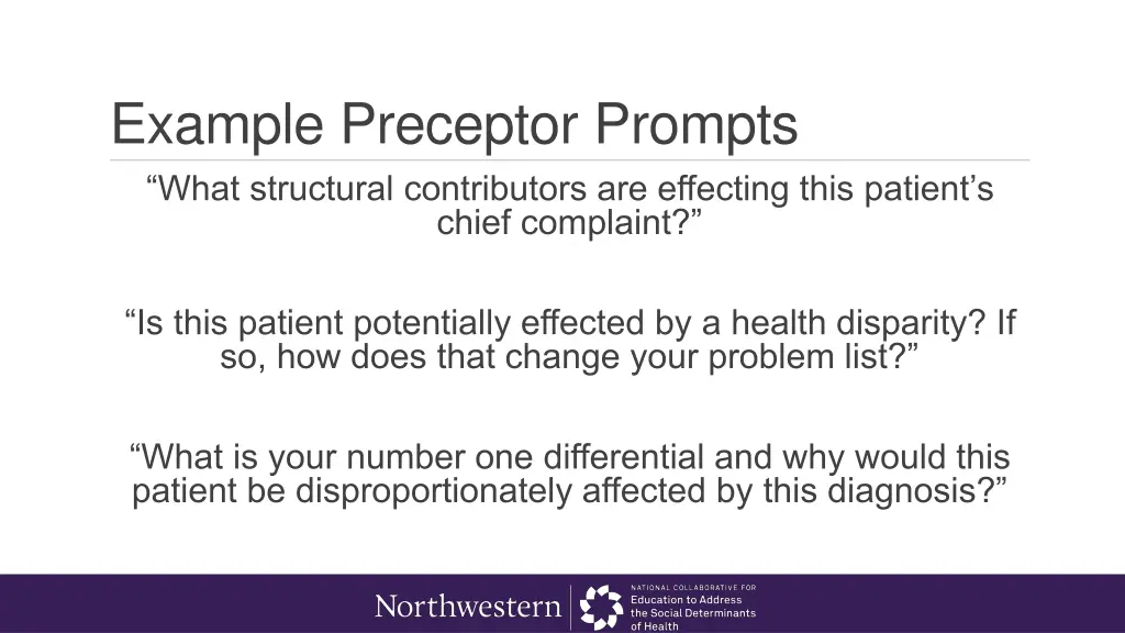 example preceptor prompts what structural