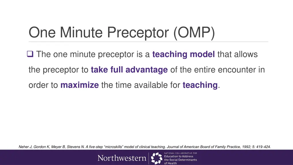 one minute preceptor omp