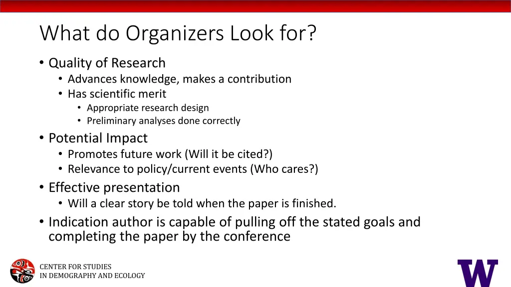 what do organizers look for