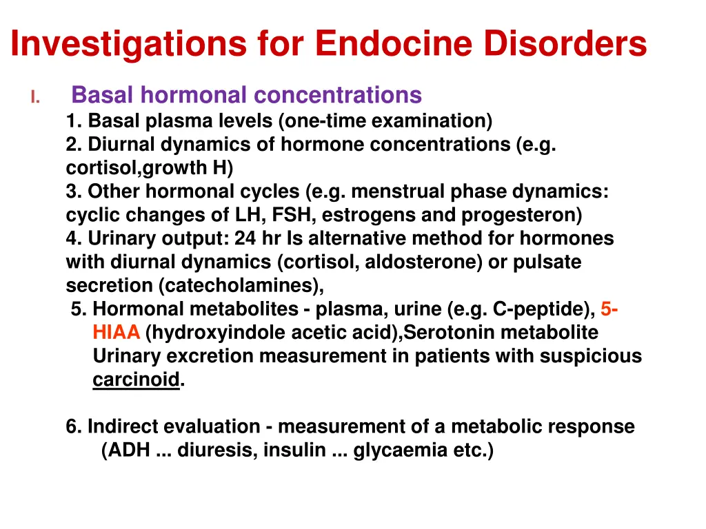 investigations for endocine disorders