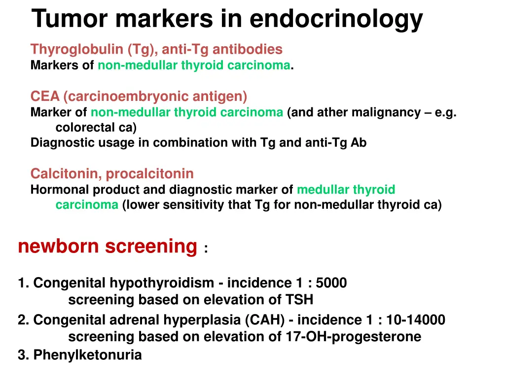tumor markers in endocrinology