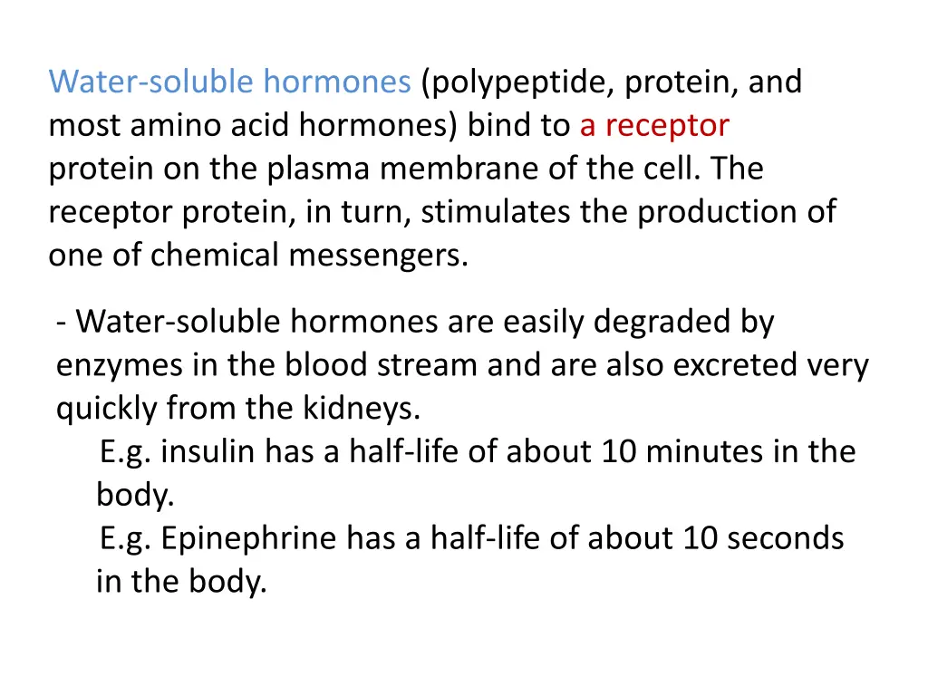 water soluble hormones polypeptide protein