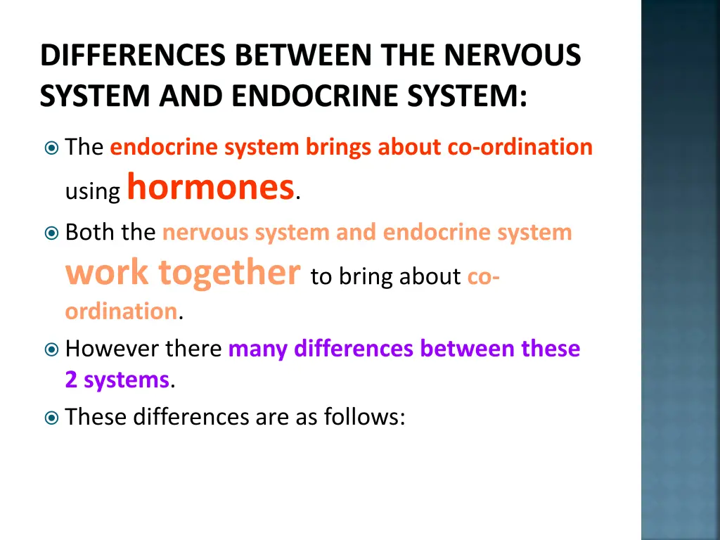 differences between the nervous system 1
