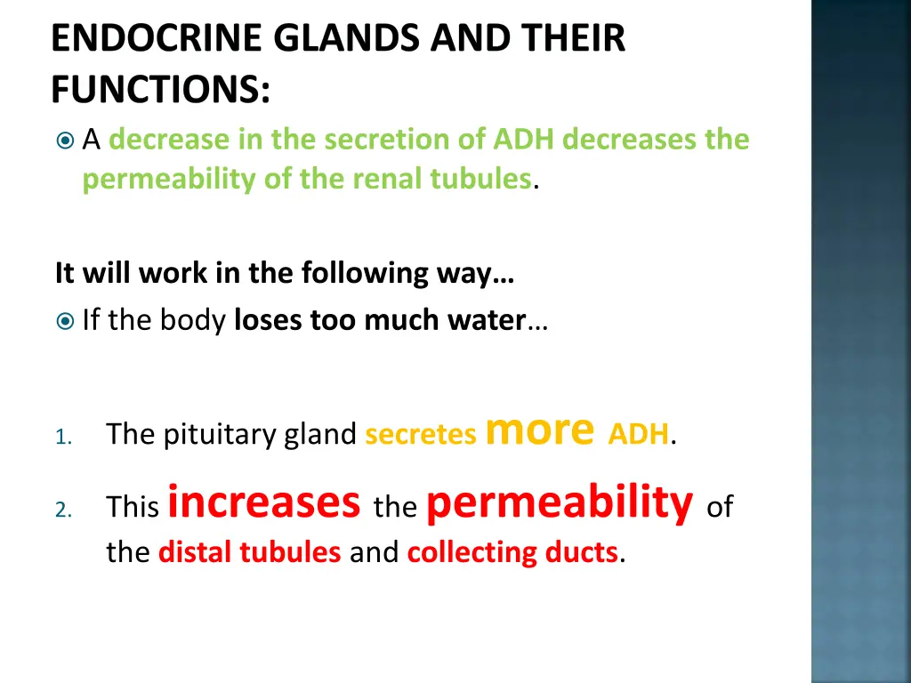 endocrine glands and their functions a decrease