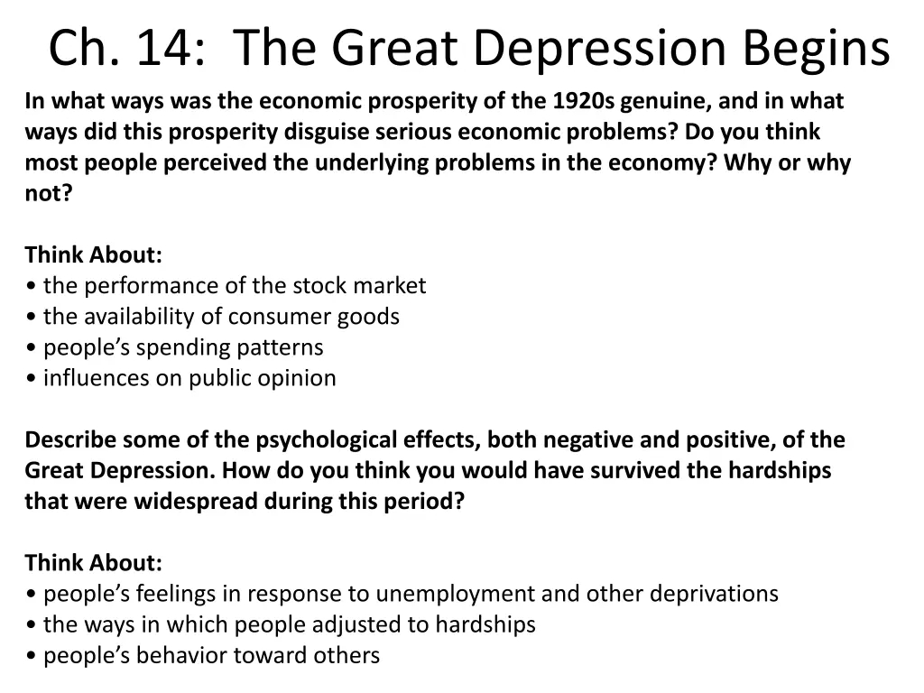 ch 14 the great depression begins
