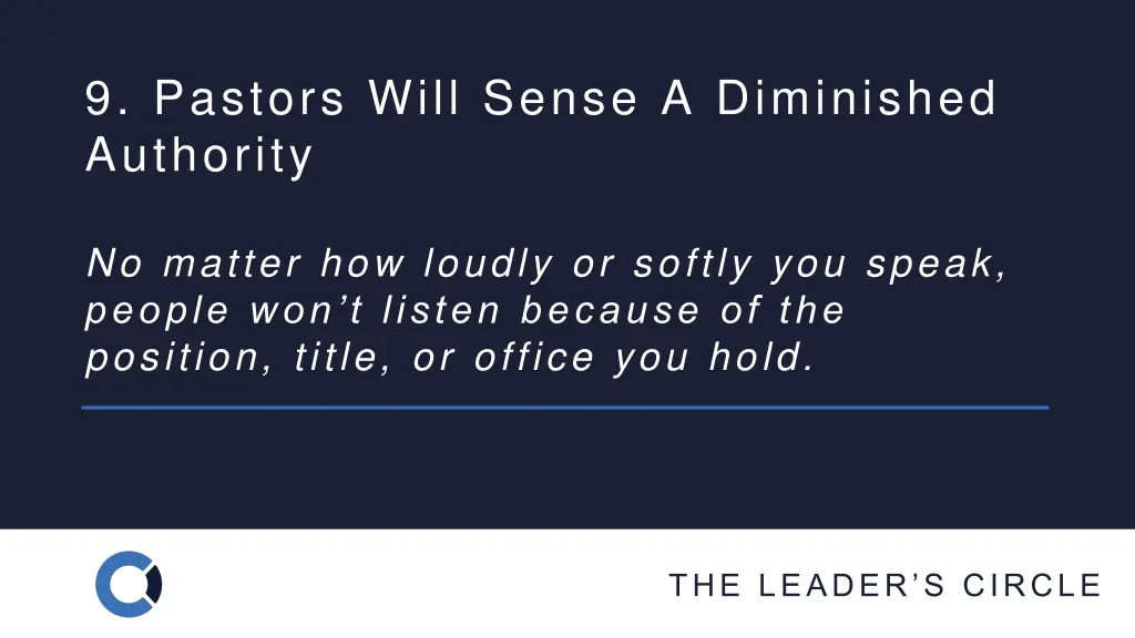 9 pastors will sense a diminished authority