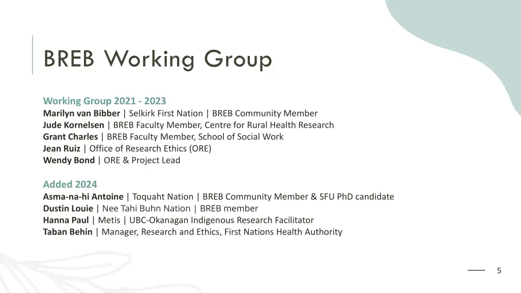 breb working group