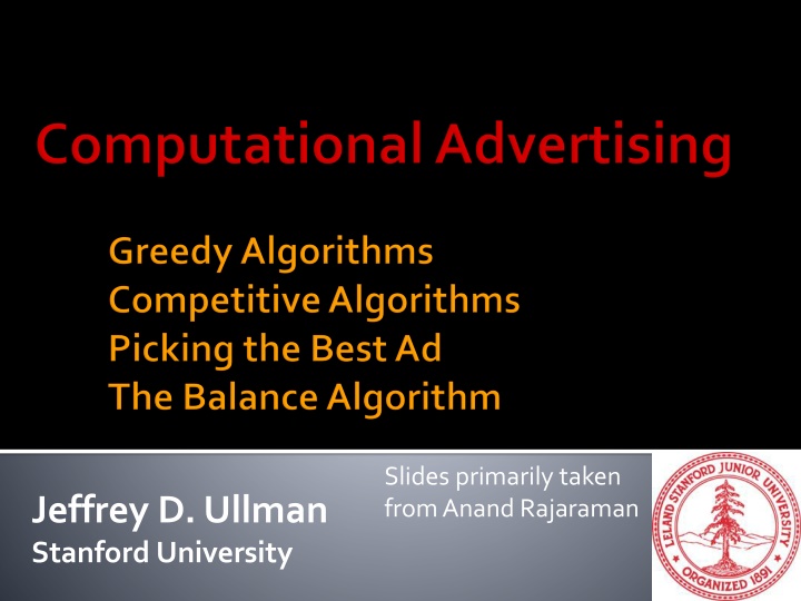 slides primarily taken from anand rajaraman