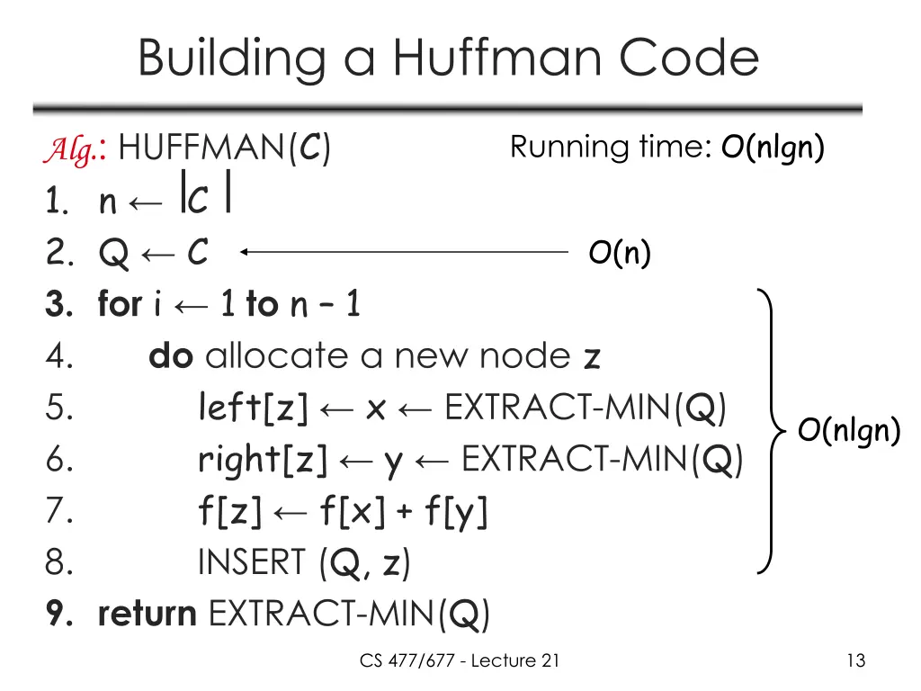 building a huffman code