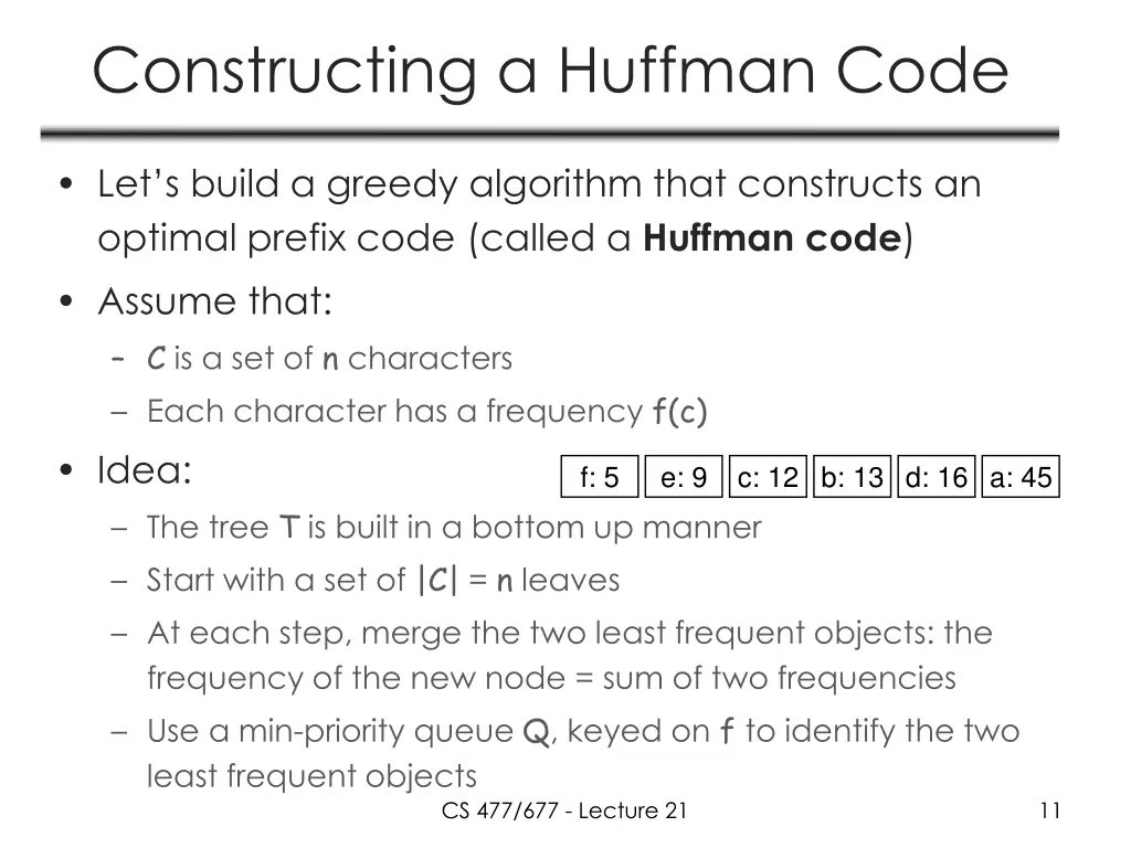 constructing a huffman code