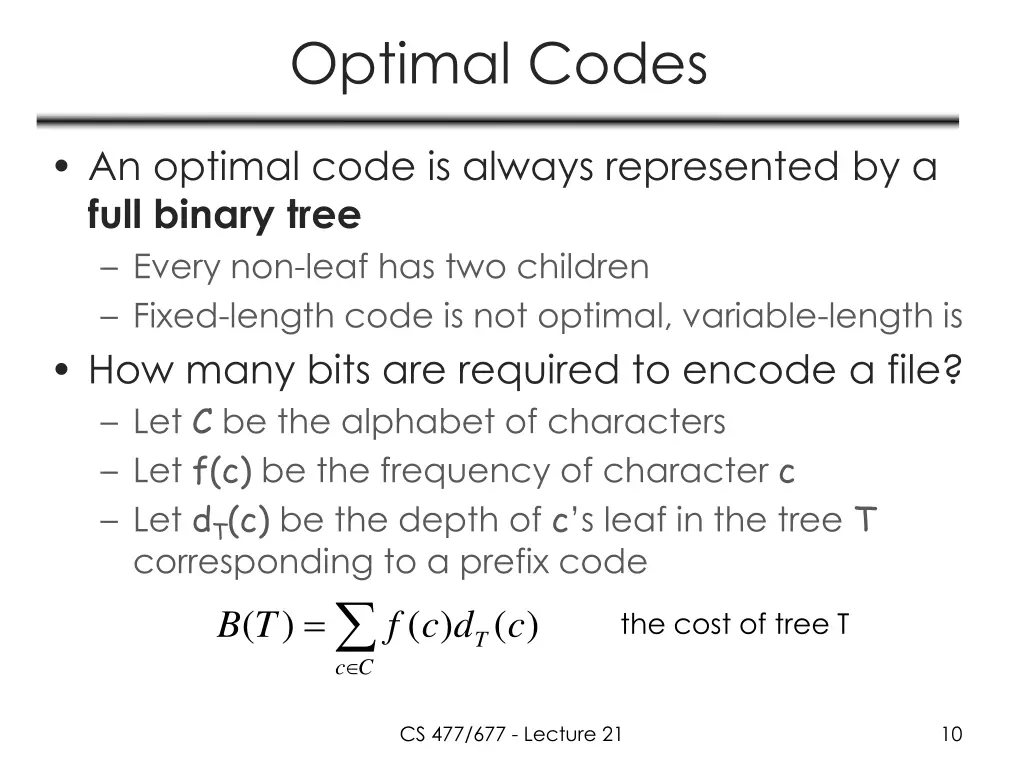 optimal codes