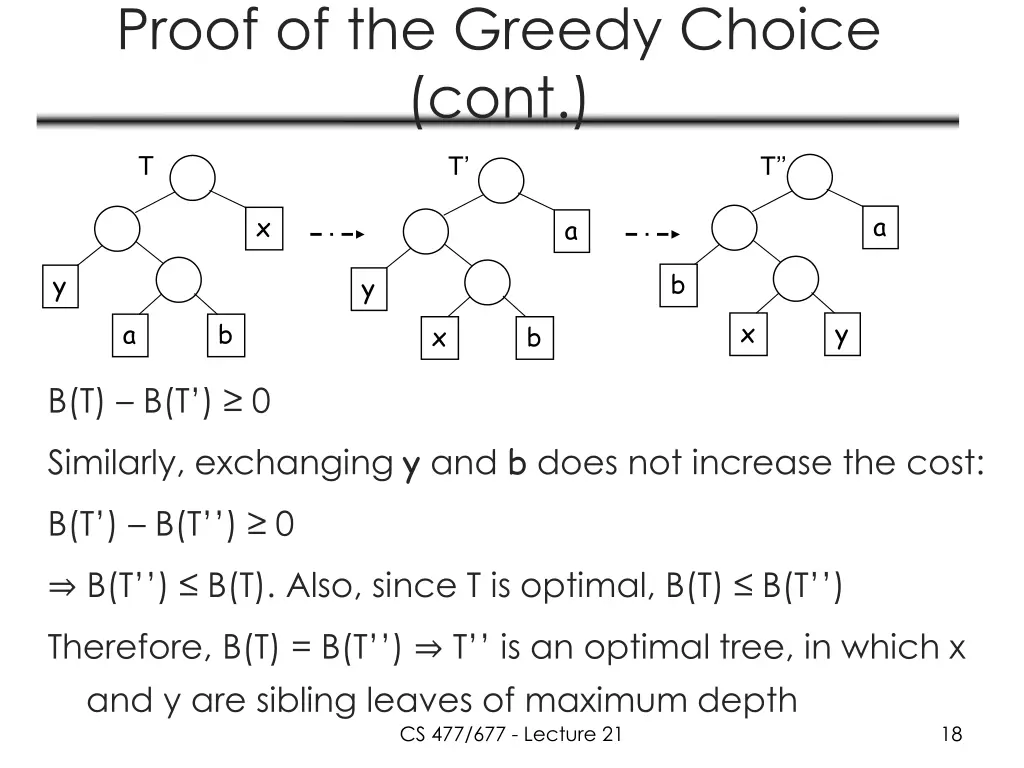 proof of the greedy choice cont 1