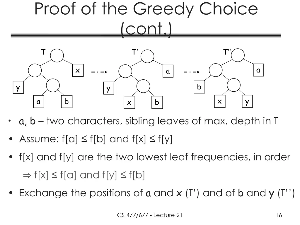 proof of the greedy choice cont