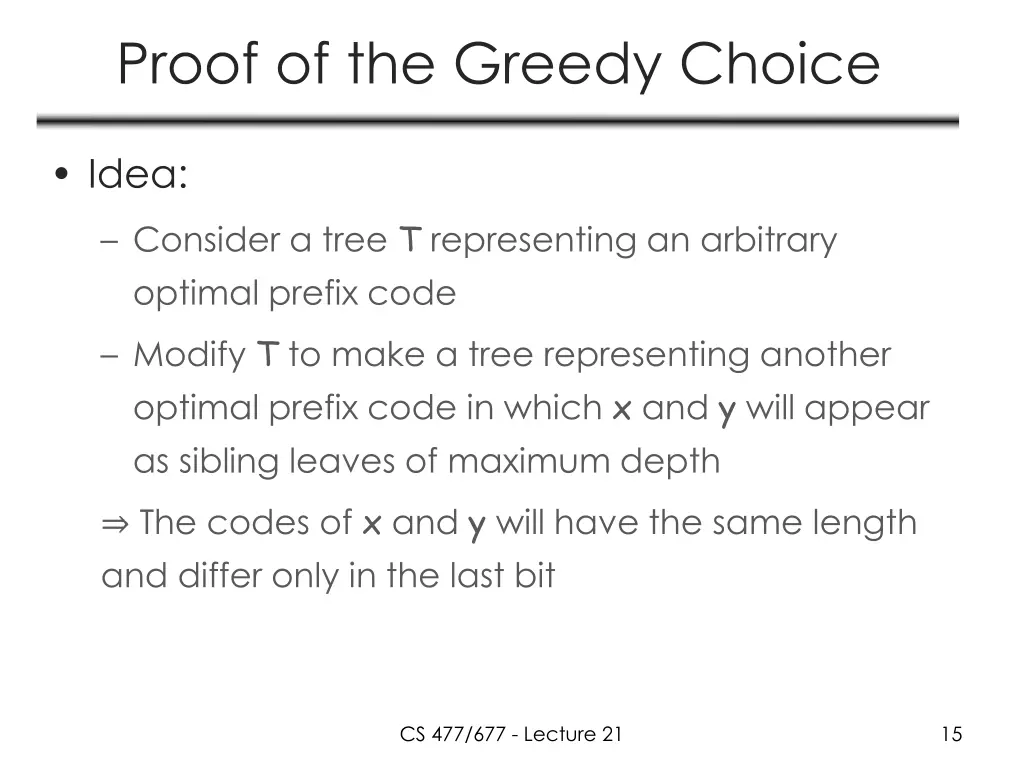 proof of the greedy choice